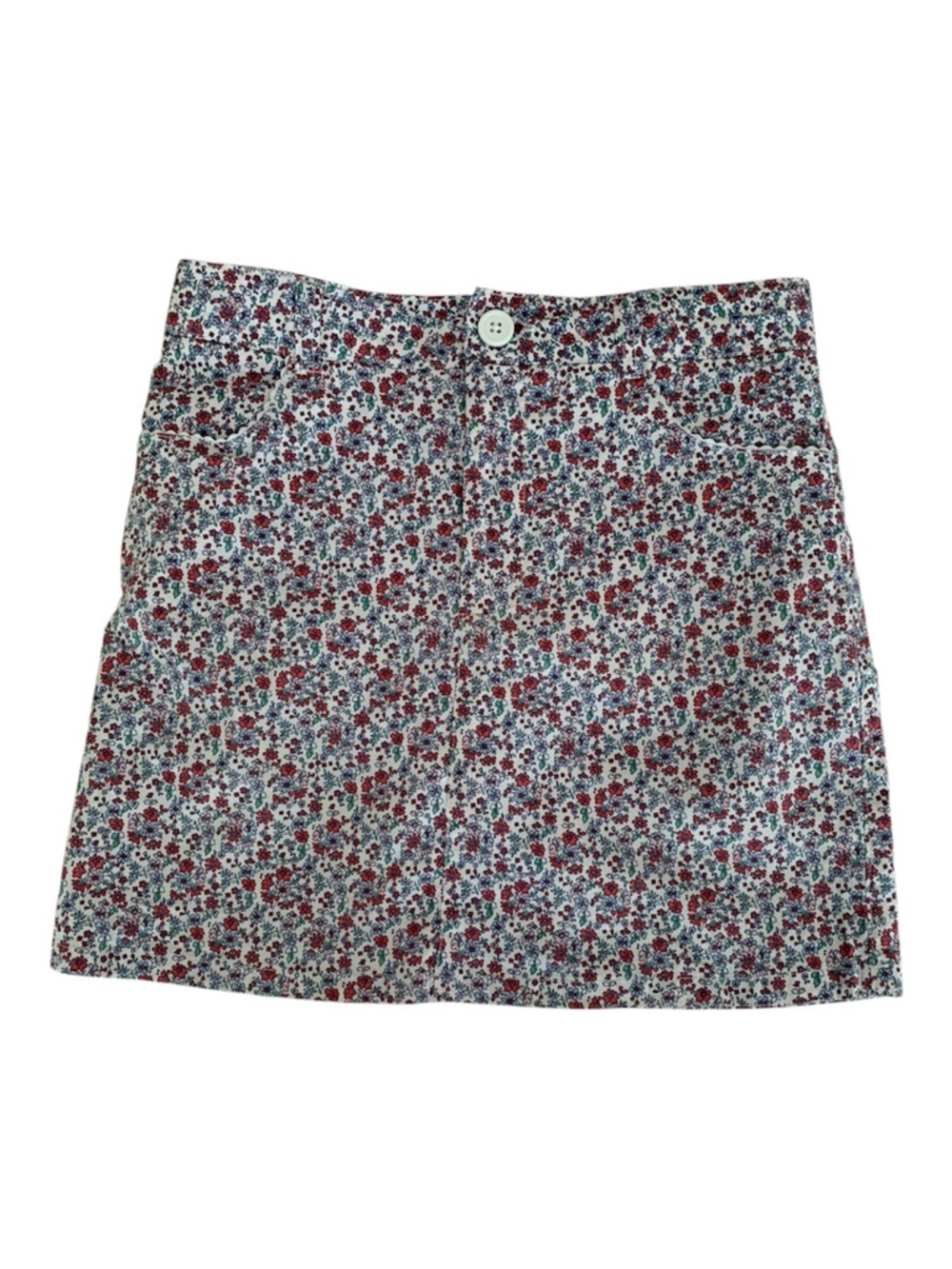 KC Parker Hartstrings Skort Girls 10 White Blue Red Floral Scallop Adjustable
